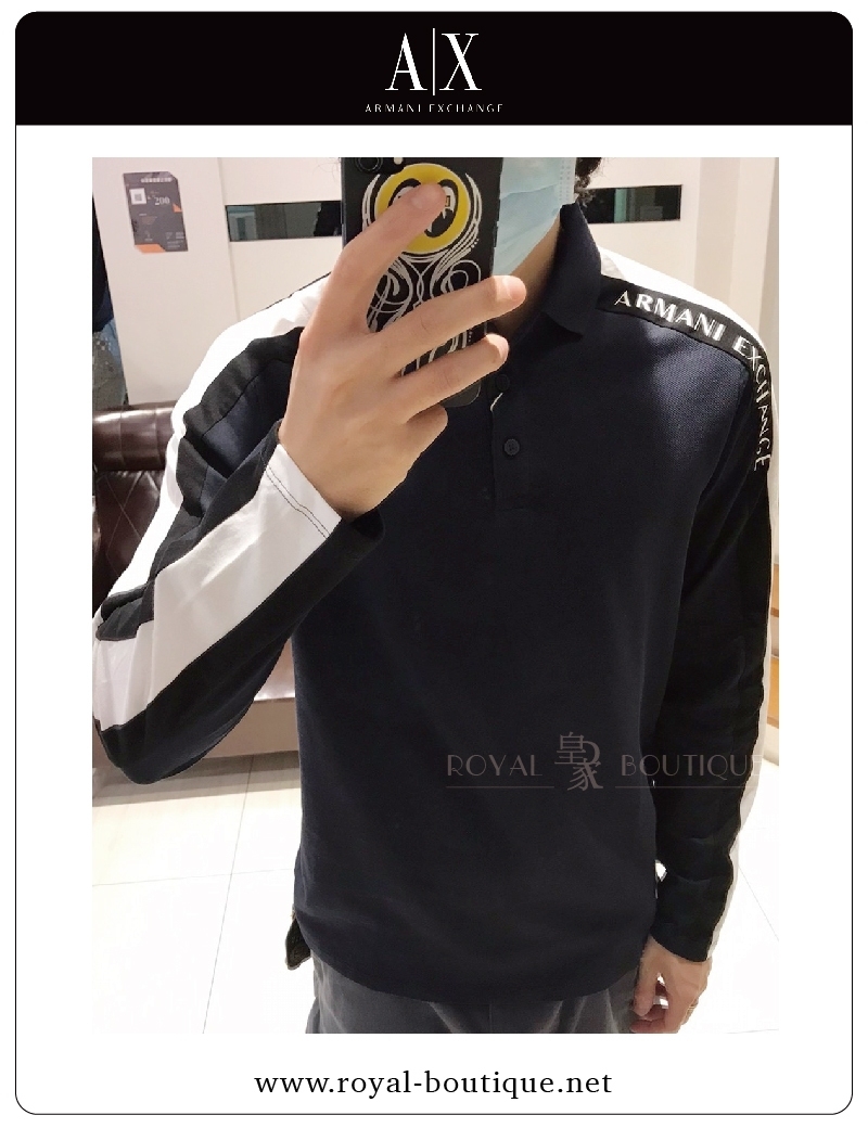 Armani Exchange 手袖滾邊薄長POLO衫