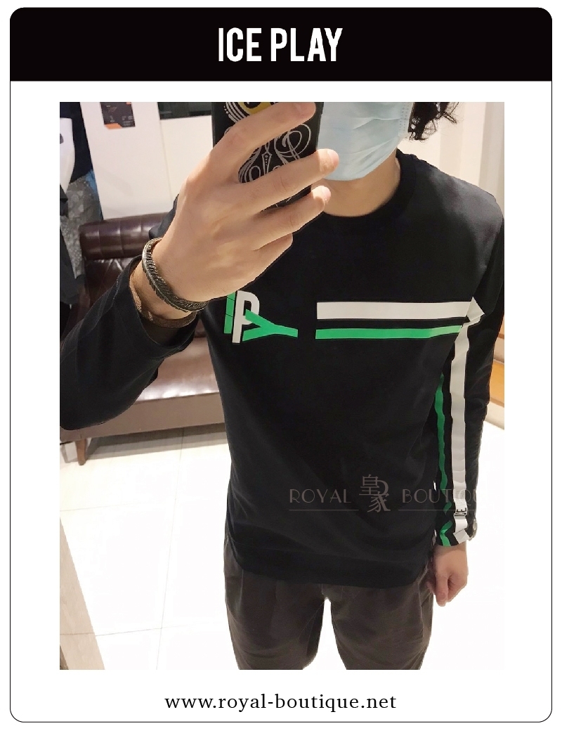 ICE PLAY   ICE PLAY  雙色拉線印刷薄長T