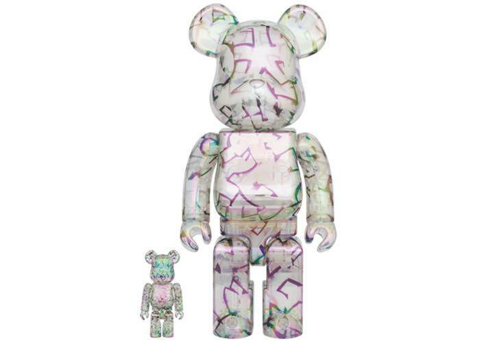 BE@RBRICK X JIMMY CHOO X ERIC HAZE BY POGGY 400%+100% LED 絢彩 透明熊