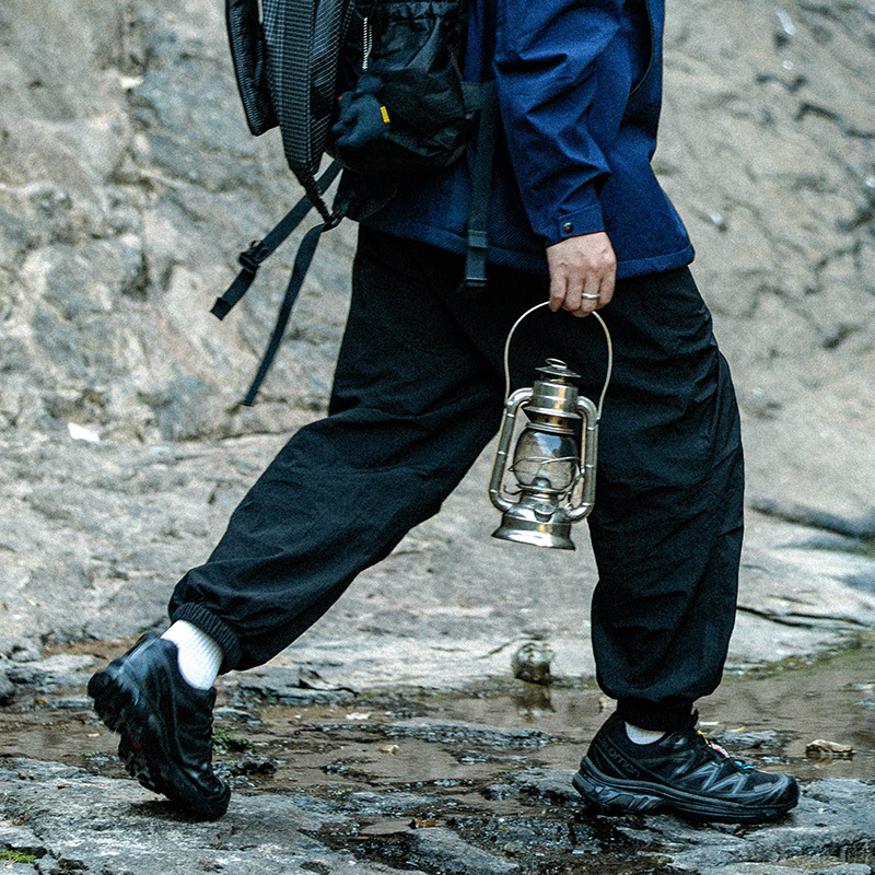 格紋多口袋機能工裝束腳褲