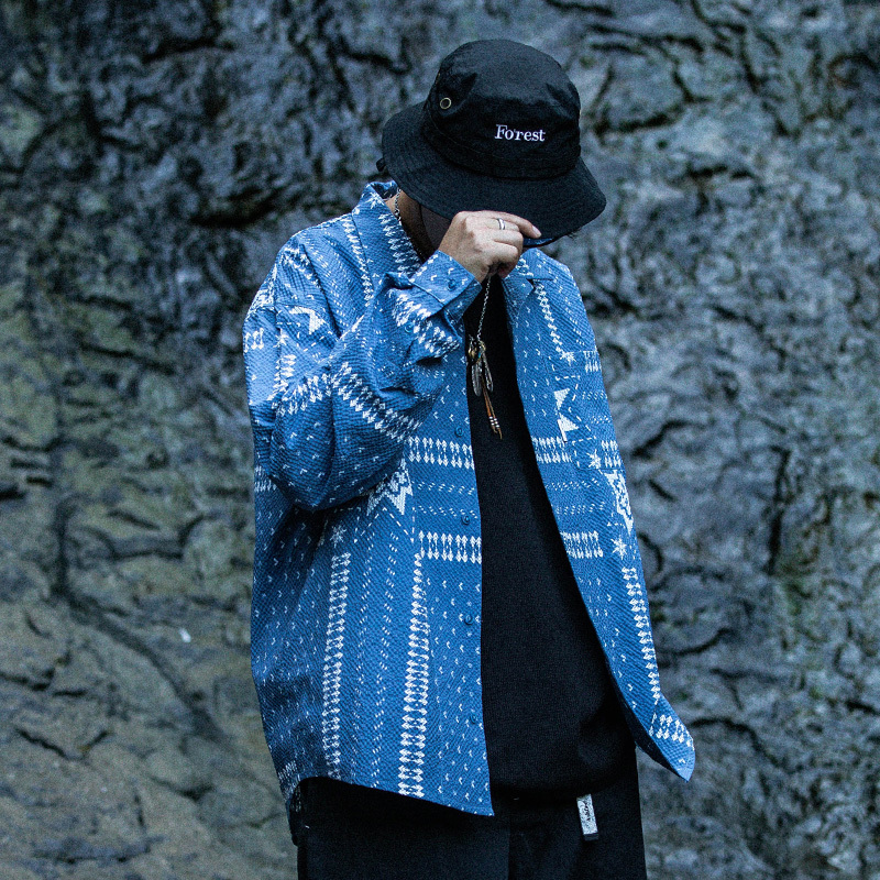 氣象泡泡紗長袖休閒襯衣