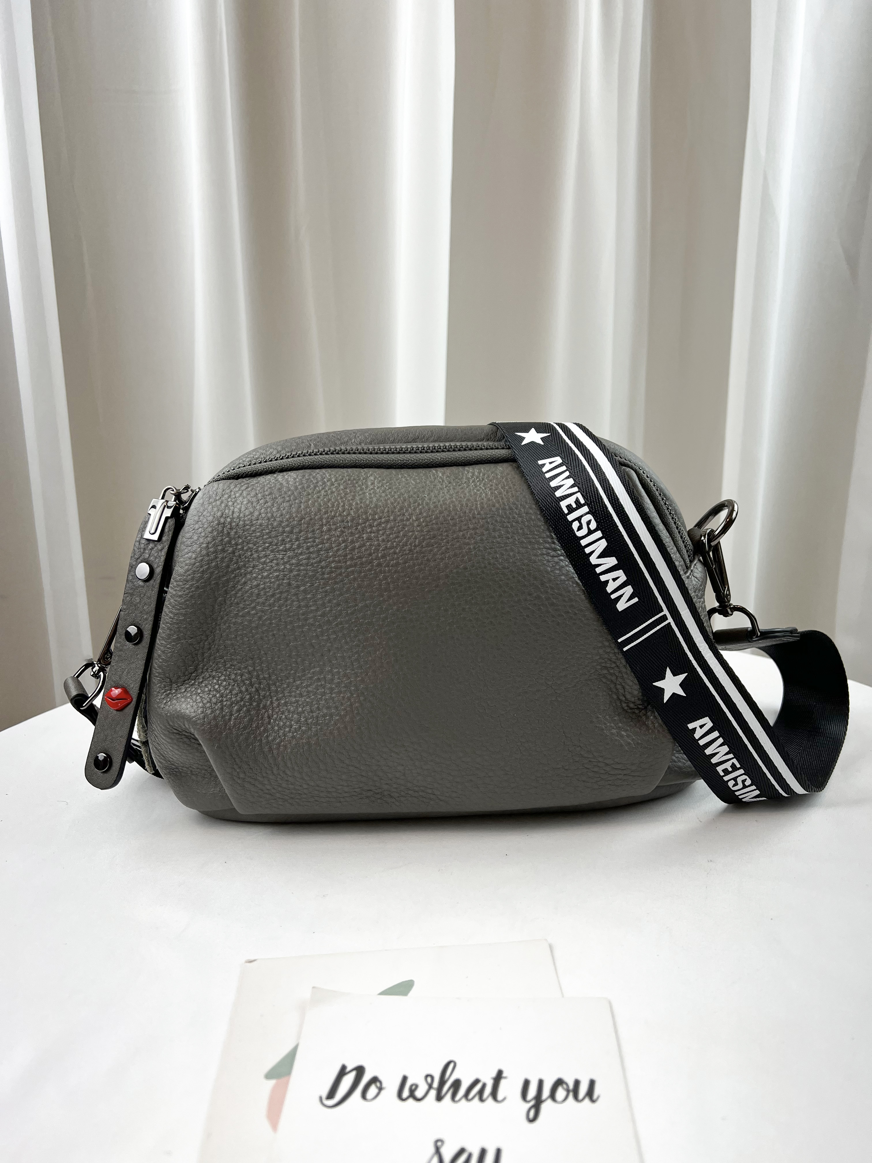 大象灰 真皮牛皮側背包 #SM-2019-25