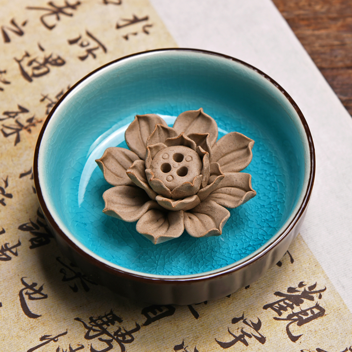 蓮香 傳藝工坊- 『蓮花香插』線香綠釉款