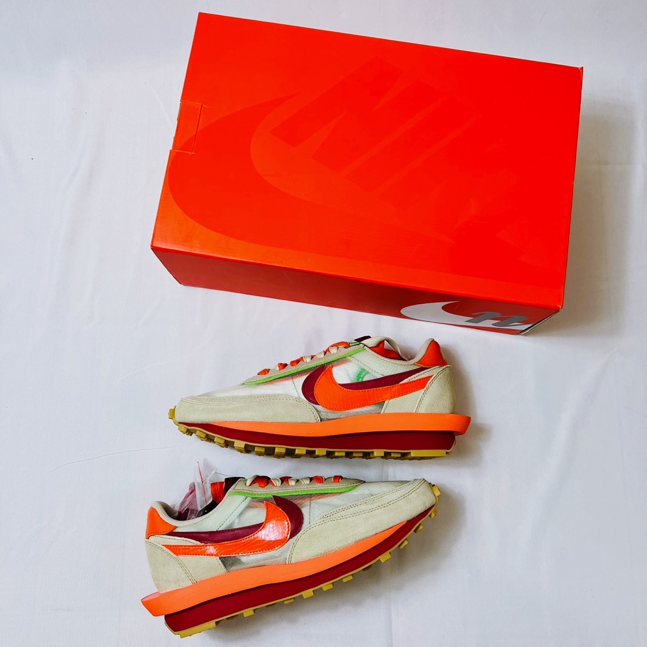 CLOT x Sacai x Nike LDWaffle "Orange Blaze" 三方聯名 白橘 解構 經典色 DH1347-100