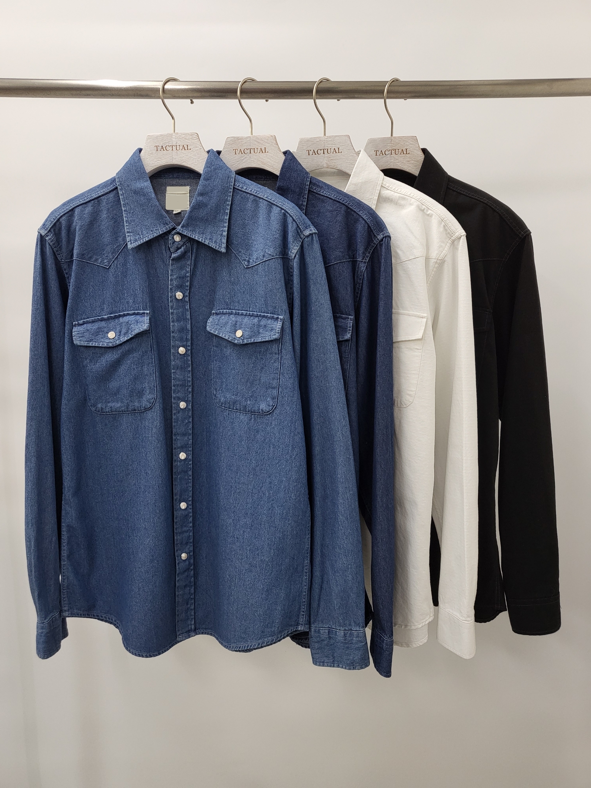 牛仔長袖恤衫 S1645