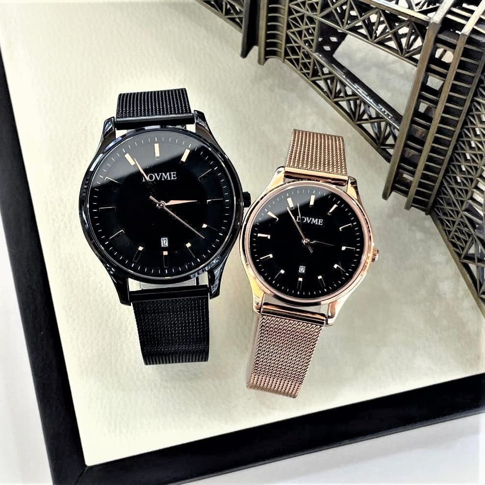 【LOVME】經典時尚三針對錶款 VM1053M-33-341黑 / VM1053L-44-341 玫瑰金 現代鐘錶