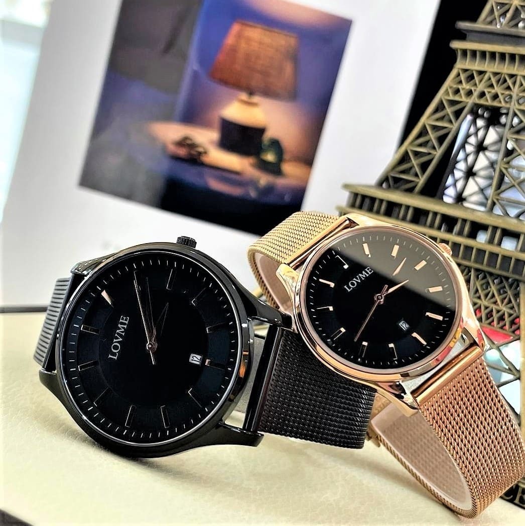 【LOVME】經典時尚三針對錶款 VM1053M-33-341黑 / VM1053L-44-341 玫瑰金 現代鐘錶