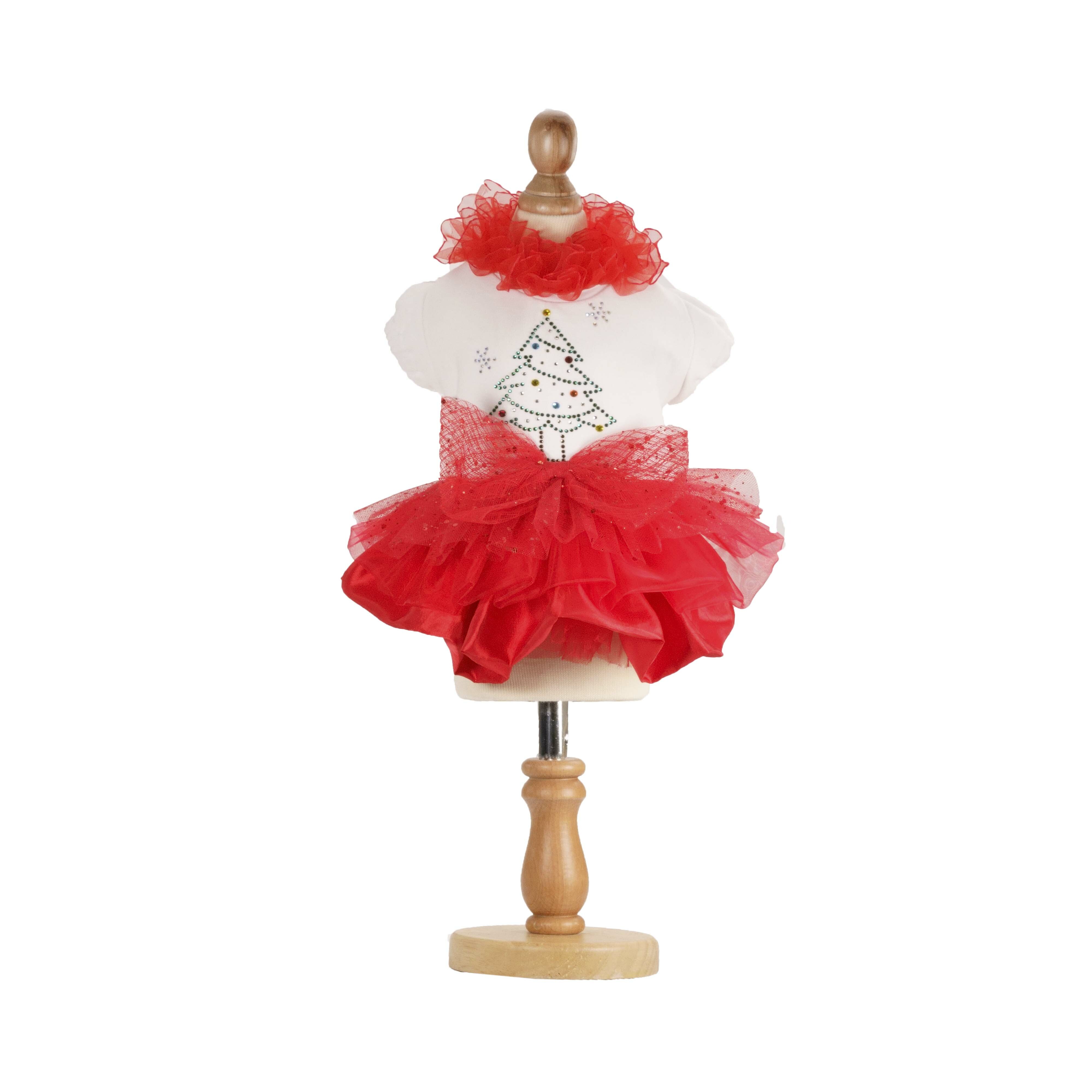 Christmas Tree Ruffle Red Dress (excluded Hat)