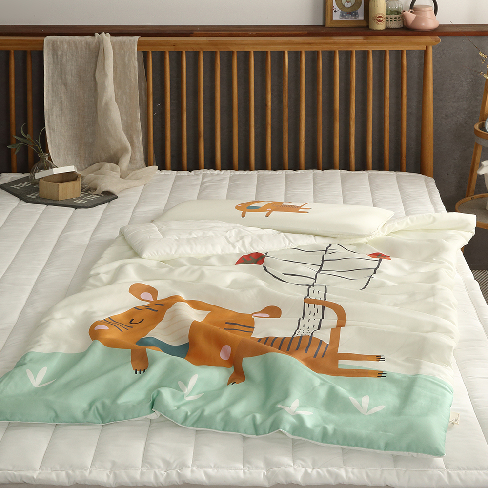 親膚抗菌防蹣寶貝毯L【小虎Hora】-韓國Kangaruru袋鼠寶寶甜睡安全寢具