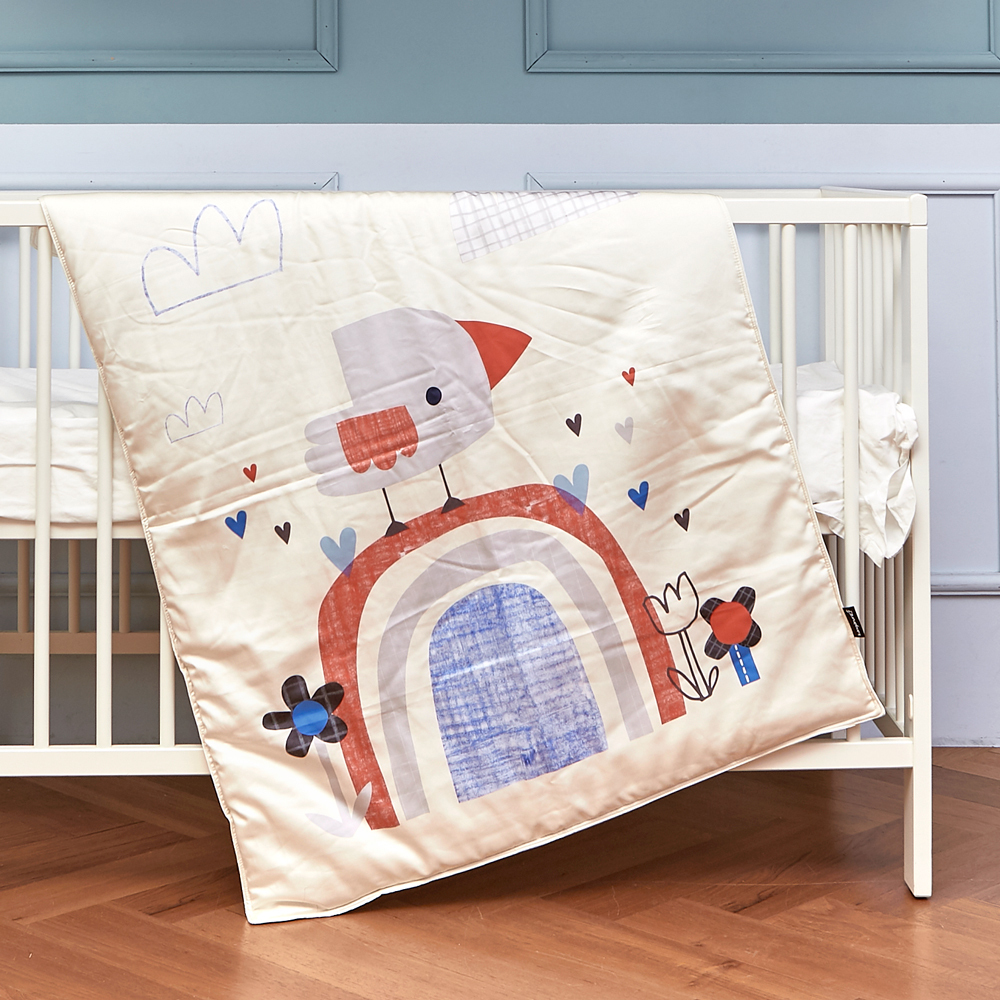 親膚抗菌防蹣寶貝毯L【小鳥Rozi】-韓國Kangaruru袋鼠寶寶甜睡安全寢具