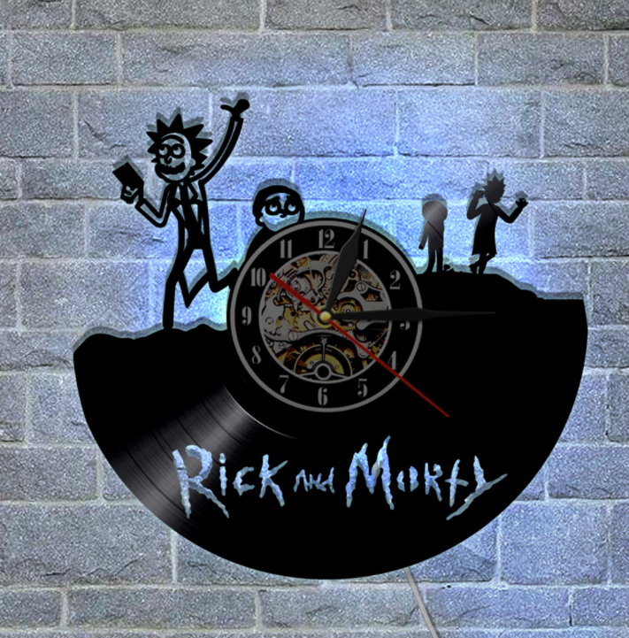 Rick and Morty 瑞克和莫蒂 Wall Clock 黑膠造型壁掛時鐘