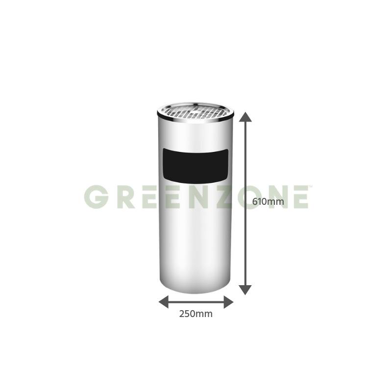 Greenzone Stainless Steel Round Bin with Ashtray Top (11L)