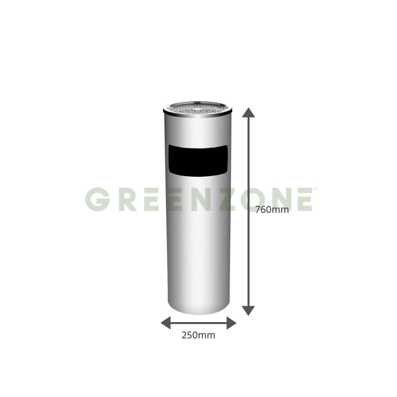 Greenzone Stainless Steel Round Bin with Ashtray Top (17L)