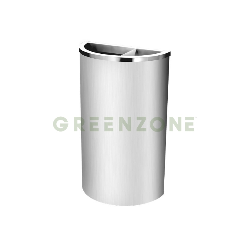 Greenzone Semi Round Bin with 1/3 Ashtray & 2/3 Open Top (58L)