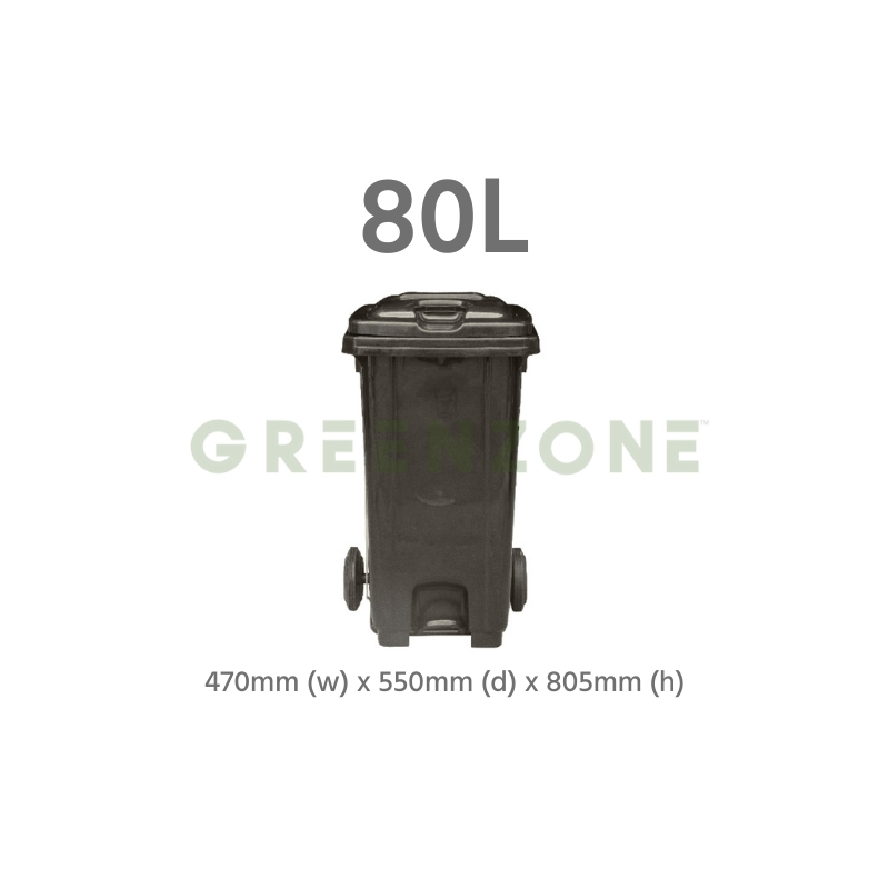 Greenzone Mobile Garbage Bin With Foot Pedal 80L (Grey)