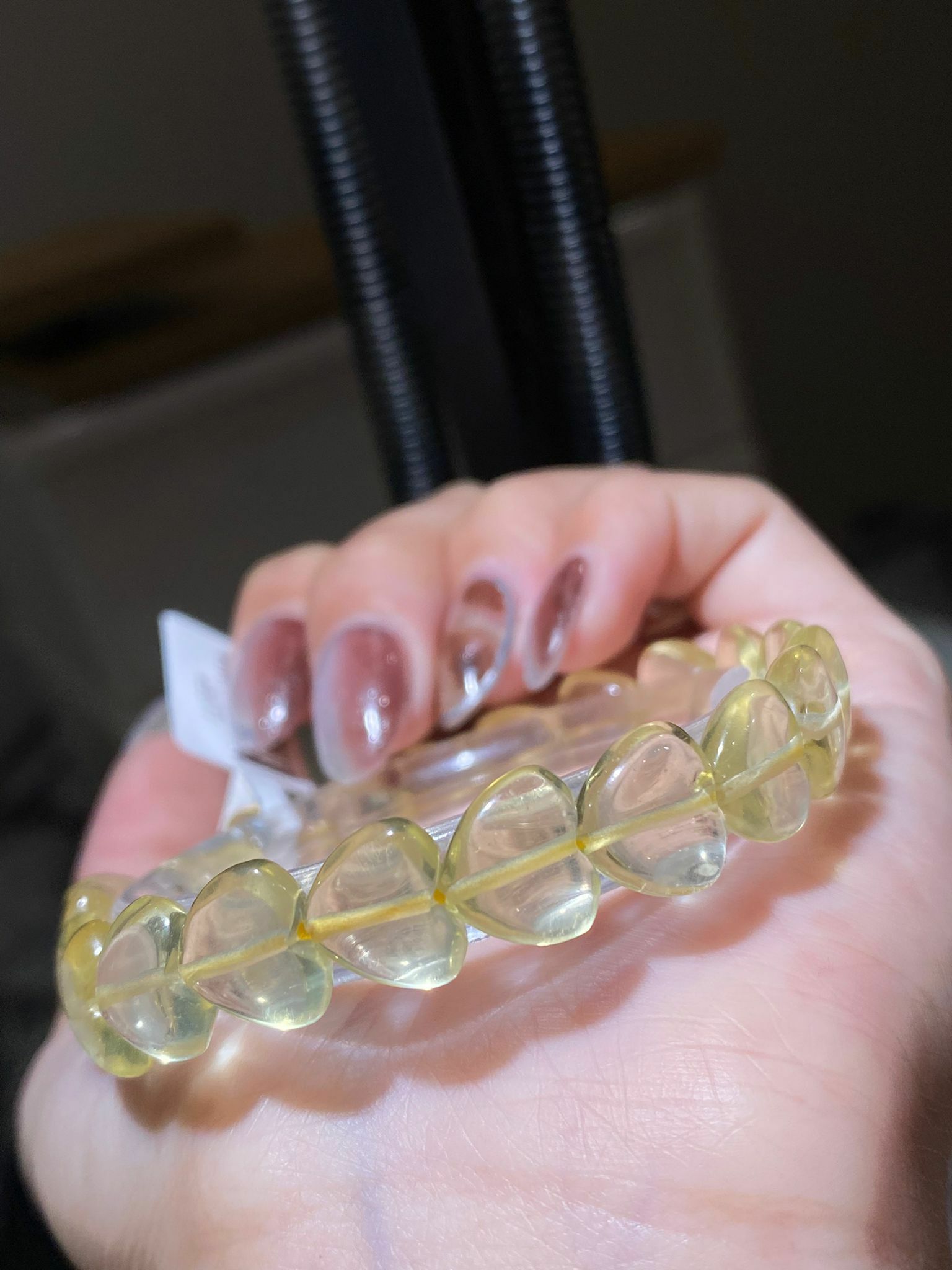 黃水晶心心手串