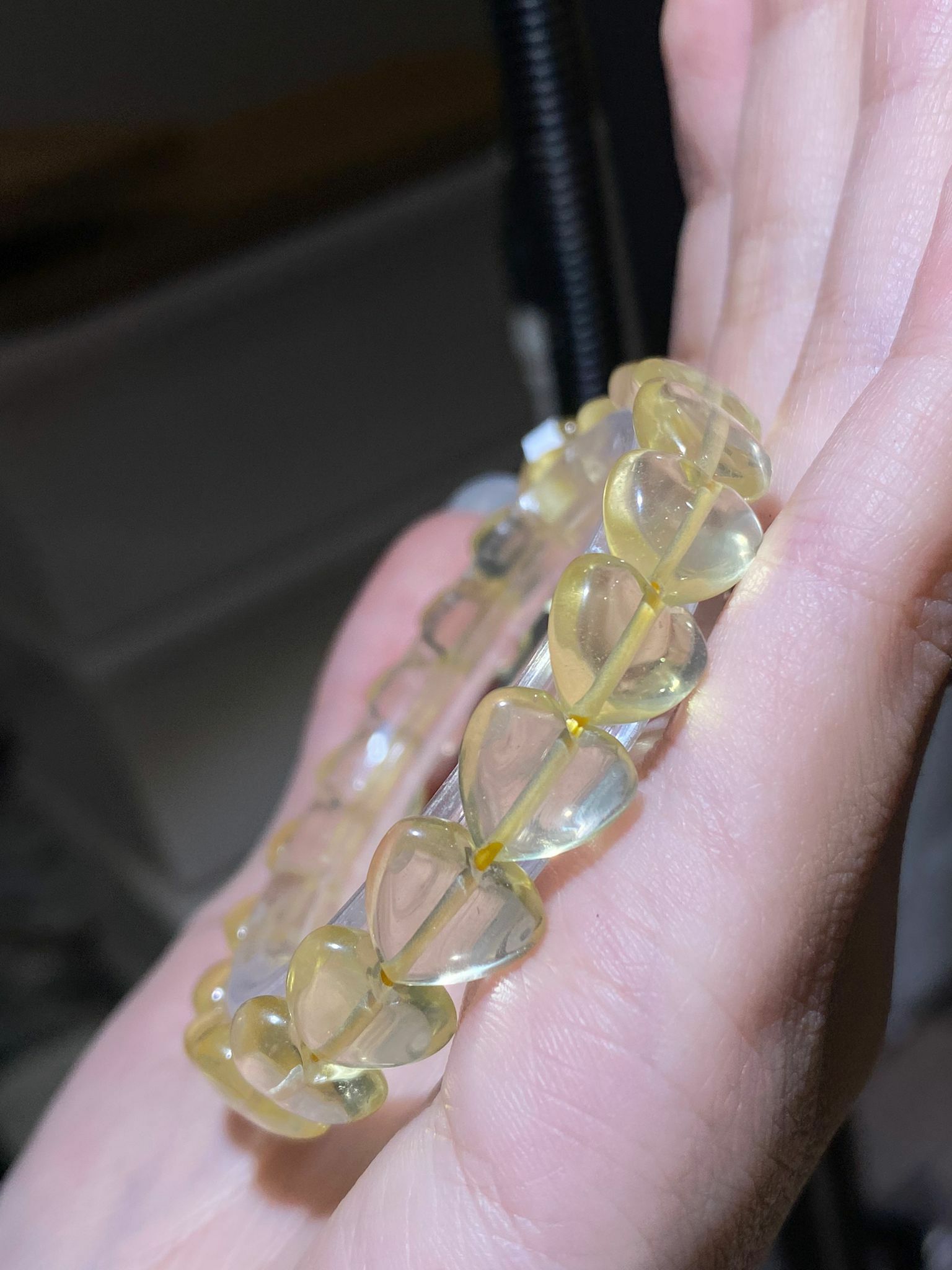 黃水晶心心手串