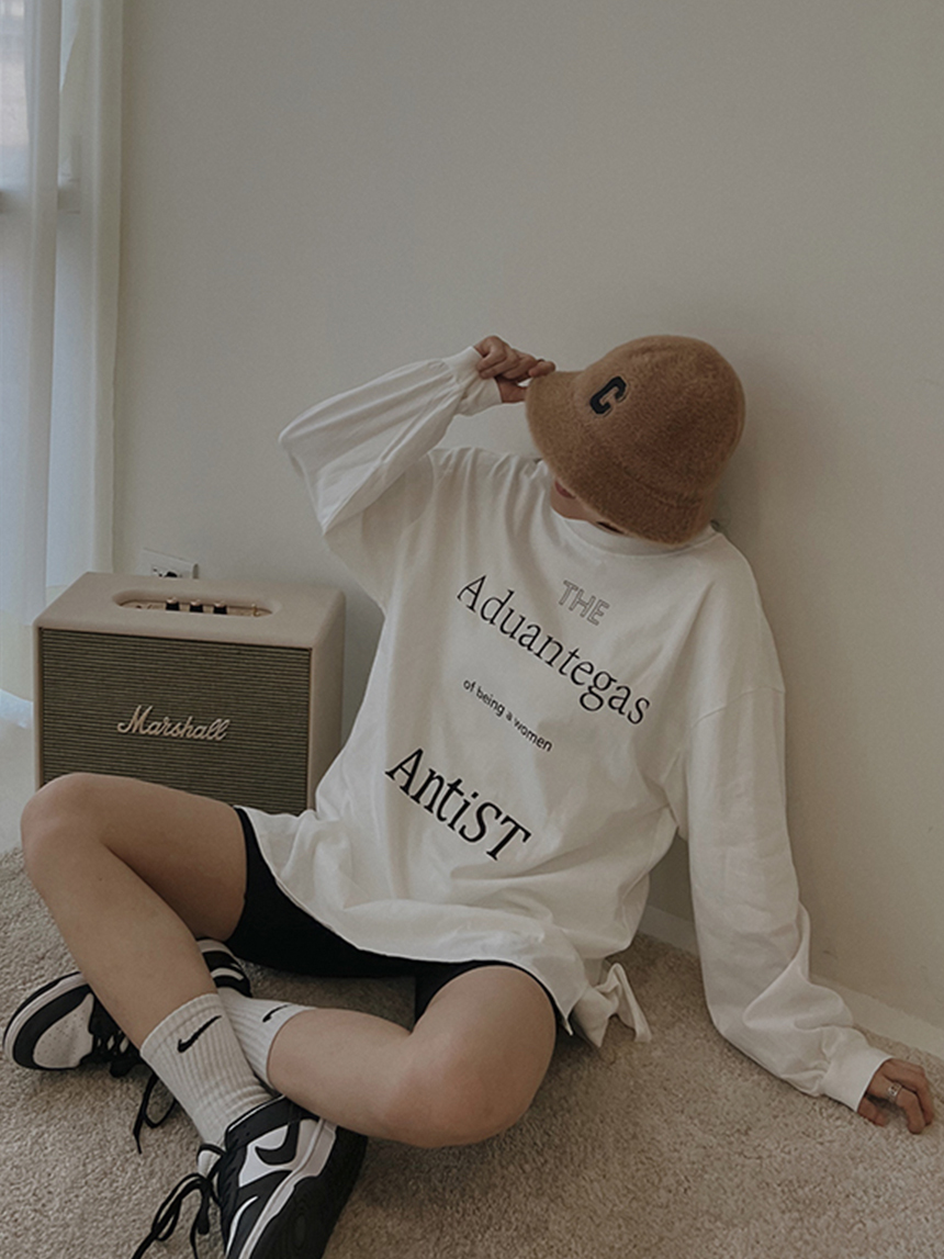 長版開衩字母薄上衣*3色