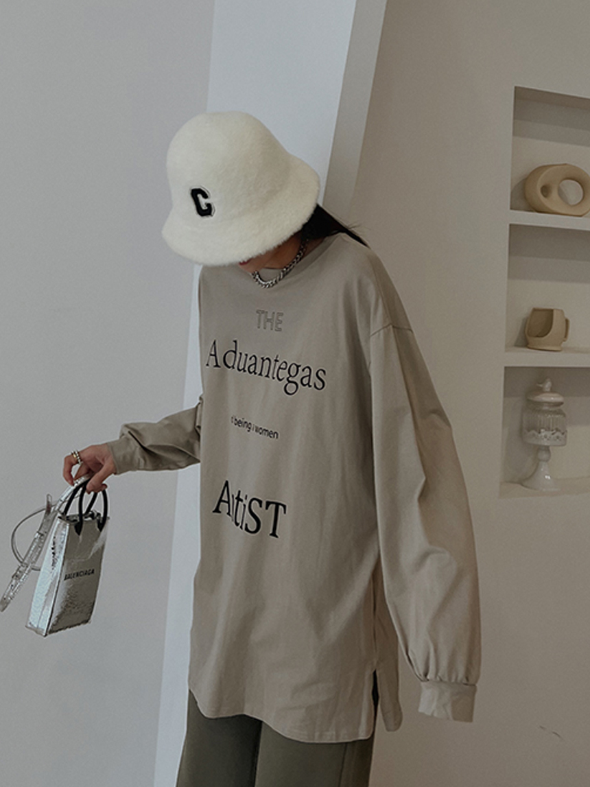 長版開衩字母薄上衣*3色