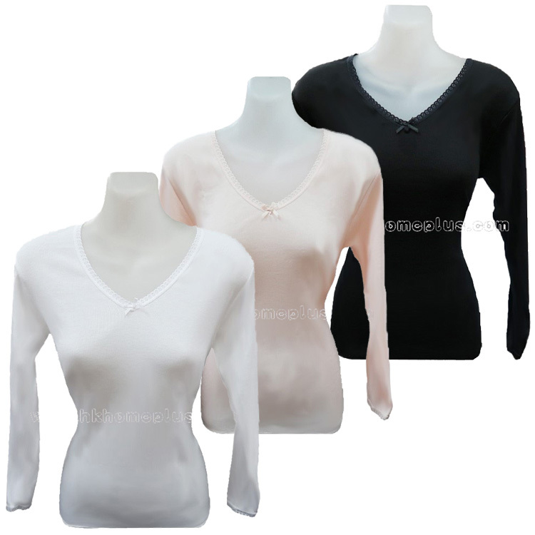 2件裝 Lindi: 女裝花邊V領長袖衫 (F / XL 碼)