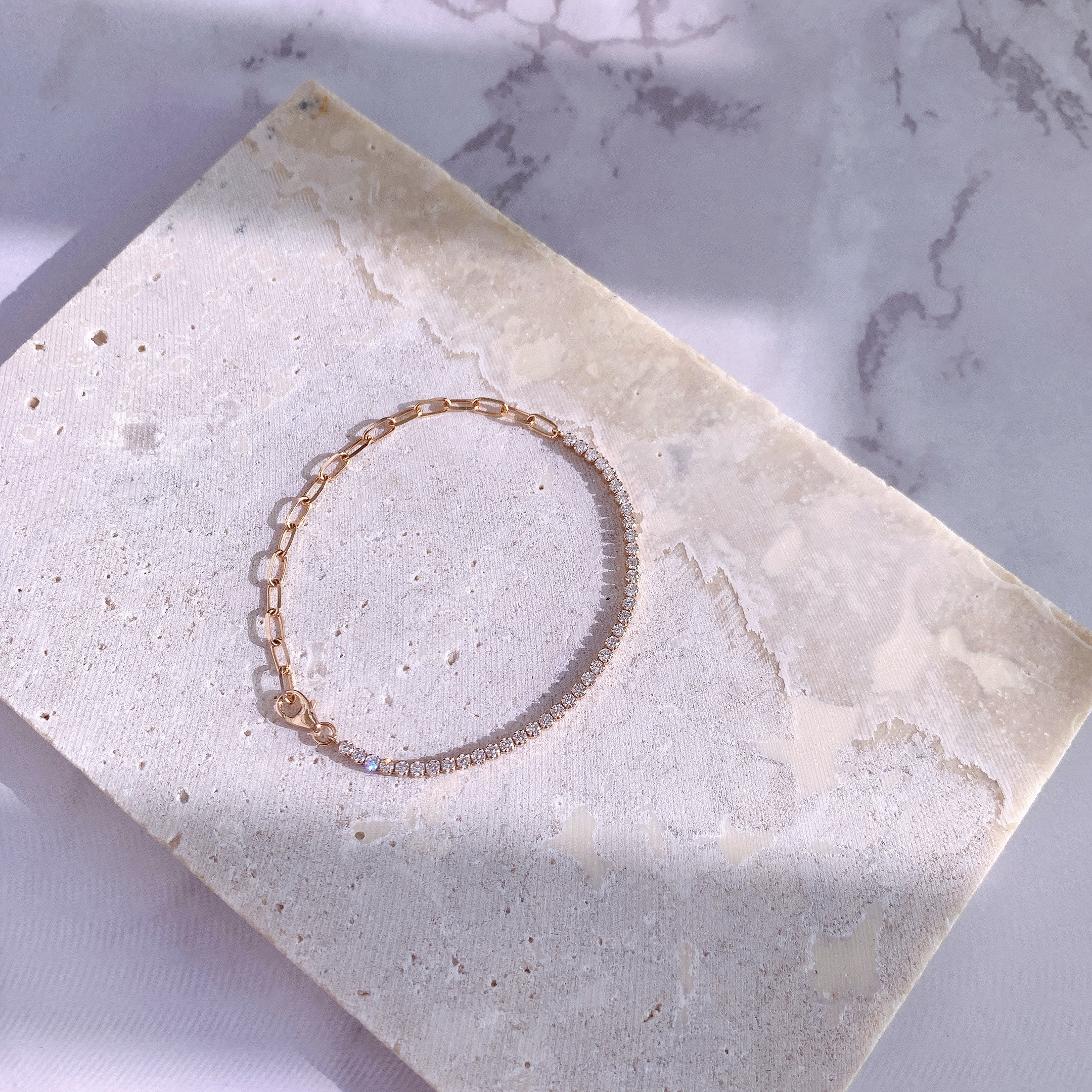 18K金鍊條鑽石軟身手鏈 (1.8mm版本)