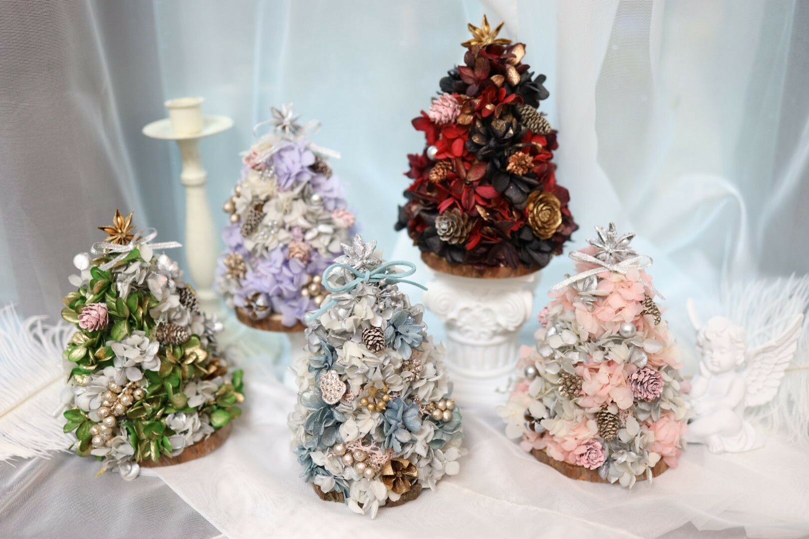 現貨成品購買🎄日本繡球保鮮花聖誕樹🎄Size 🌈12cm x 12cm x 17cm