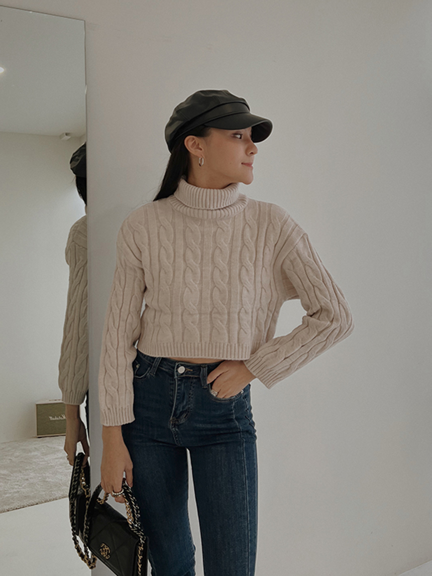 翻領短版麻花毛衣*3色