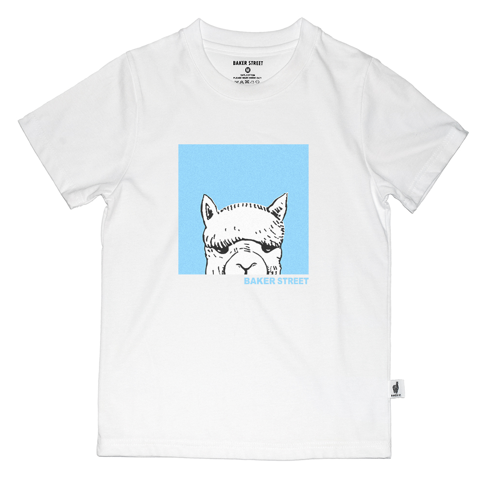 Hide blue alpaca 躲貓貓羊駝淺藍 童裝短T