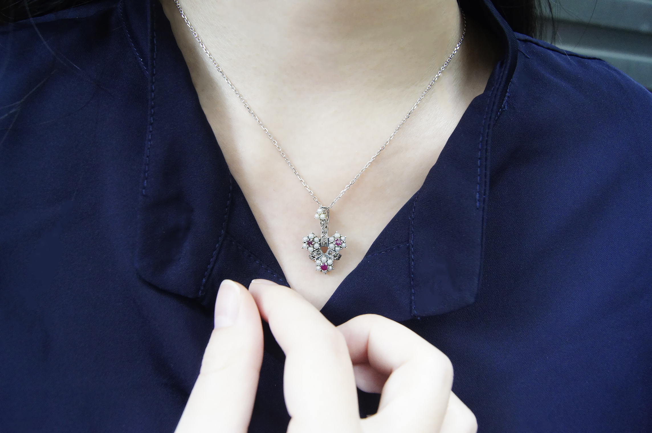 紅寶石三花墜子