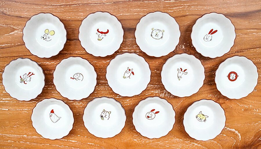 九谷燒 KUTANI SEAL x +t企劃-13生肖 菊小缽/酉(雞)