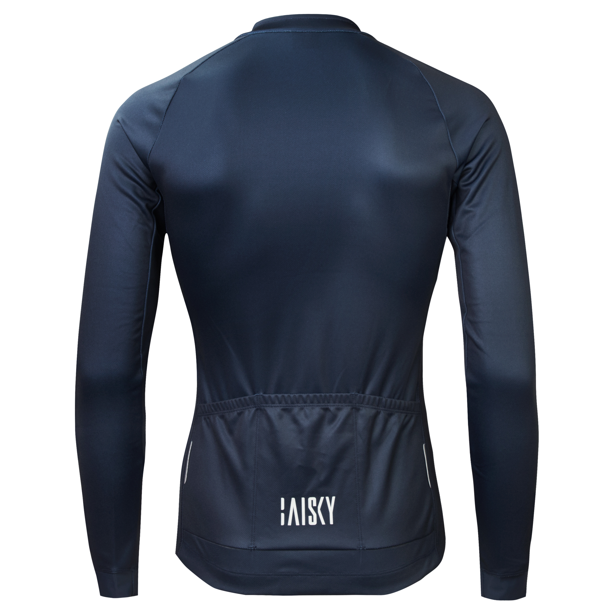 男款雙拉鍊抓絨長車衣 潔淨 深藍