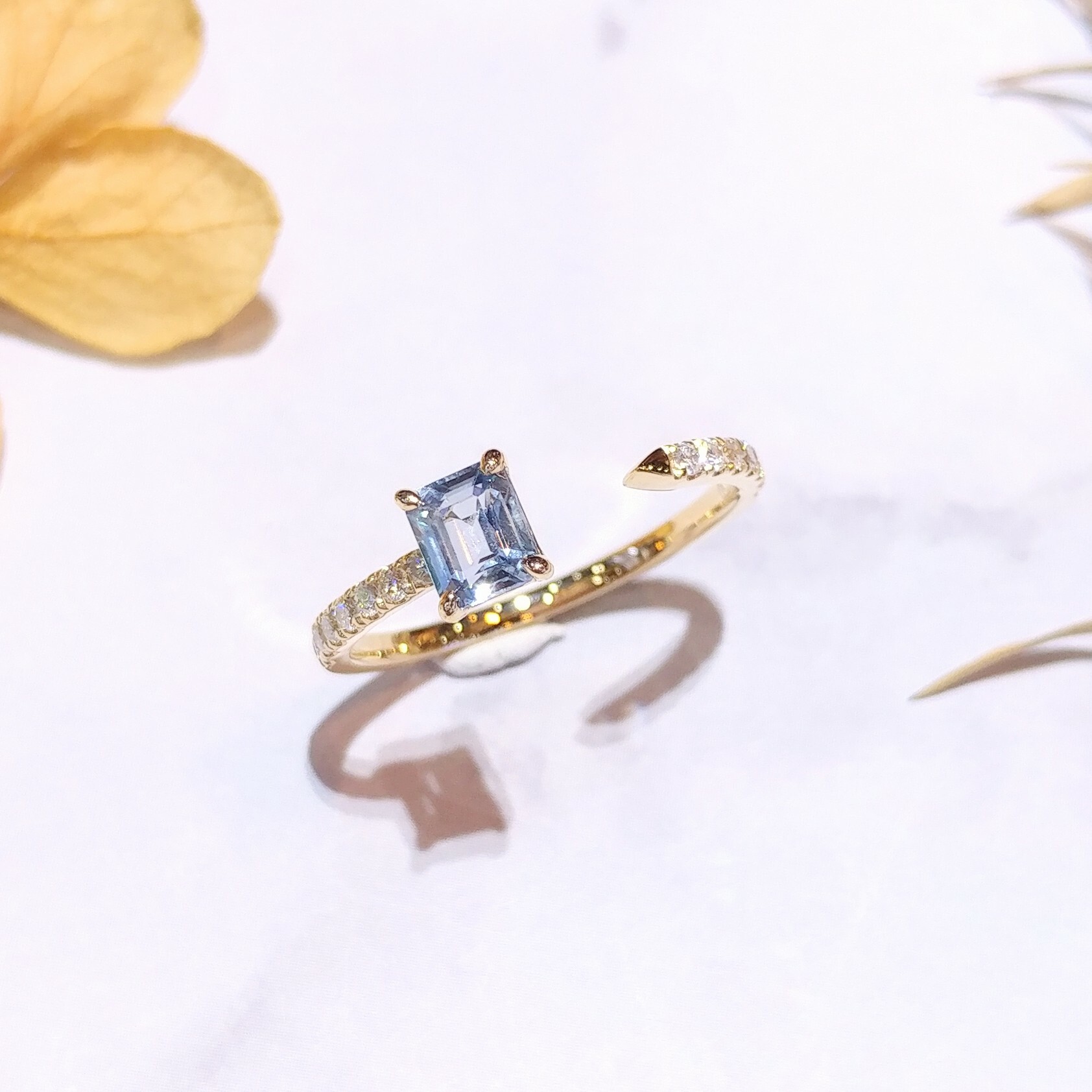 全新18K金【單粒49份藍寶石】配14份鑽石戒指