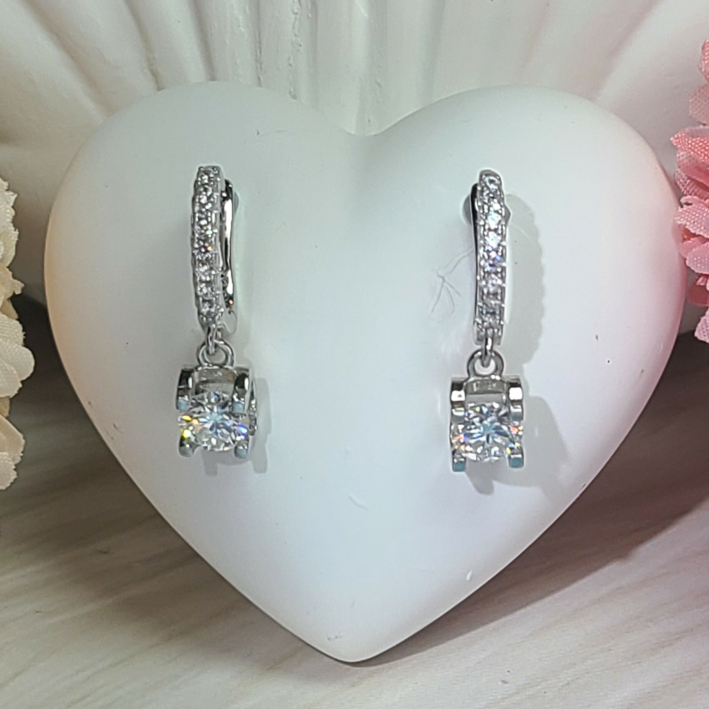 莫桑鑽短吊耳環   E1C001