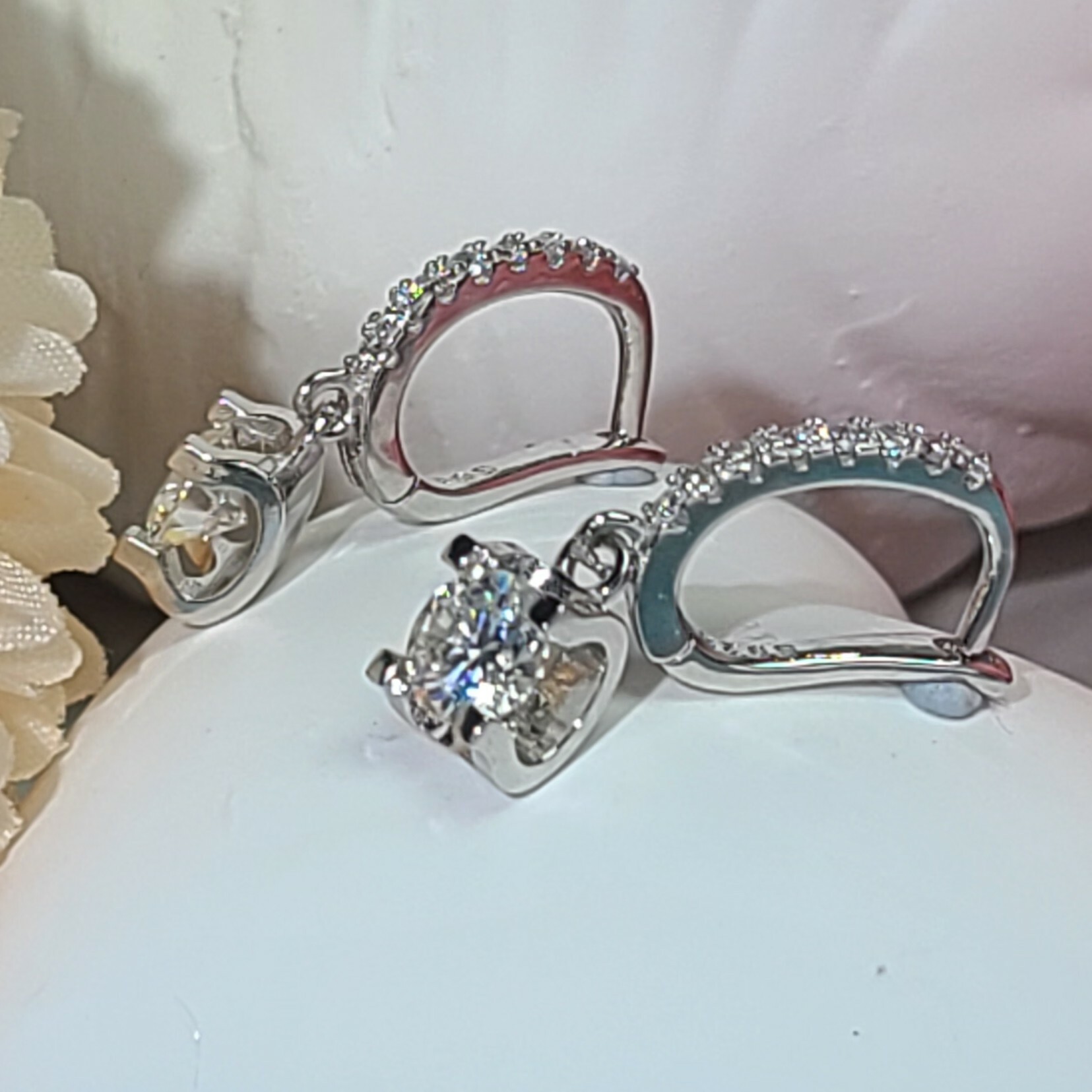 莫桑鑽短吊耳環   E1C001