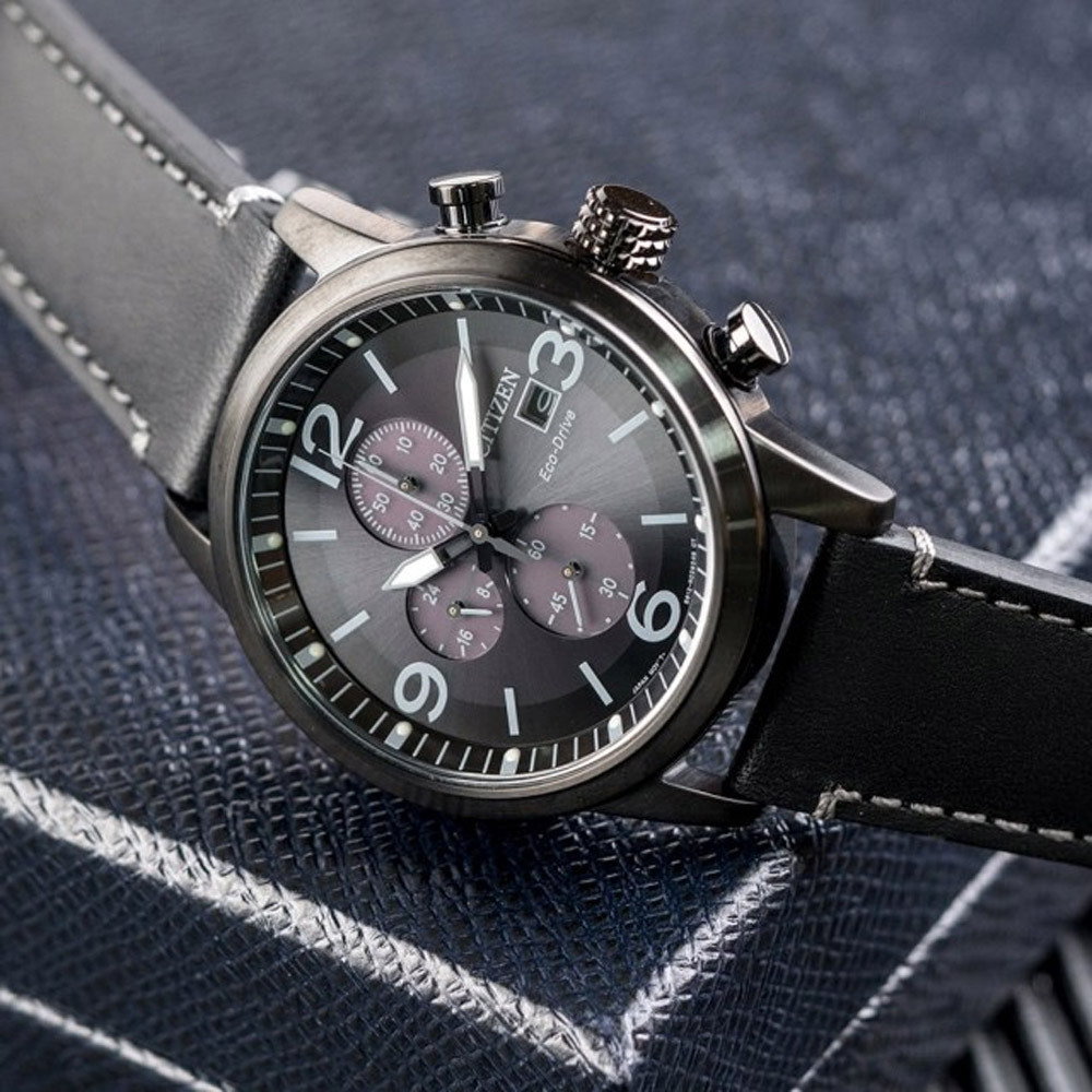 Citizen Eco-Drive 光動能 男裝皮帶錶 黑色 CA0617-29E