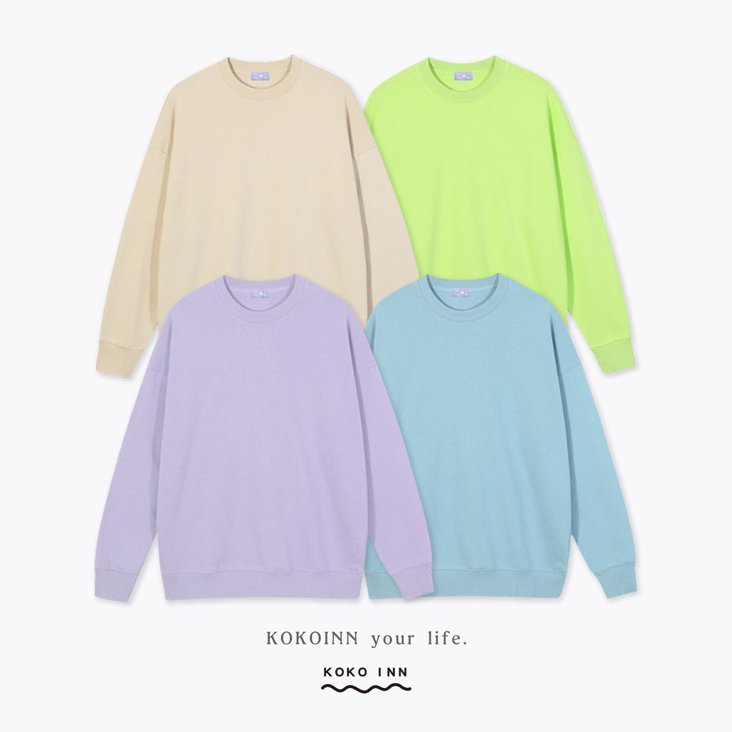 KOKOINN 純棉糖果色圓領大學T