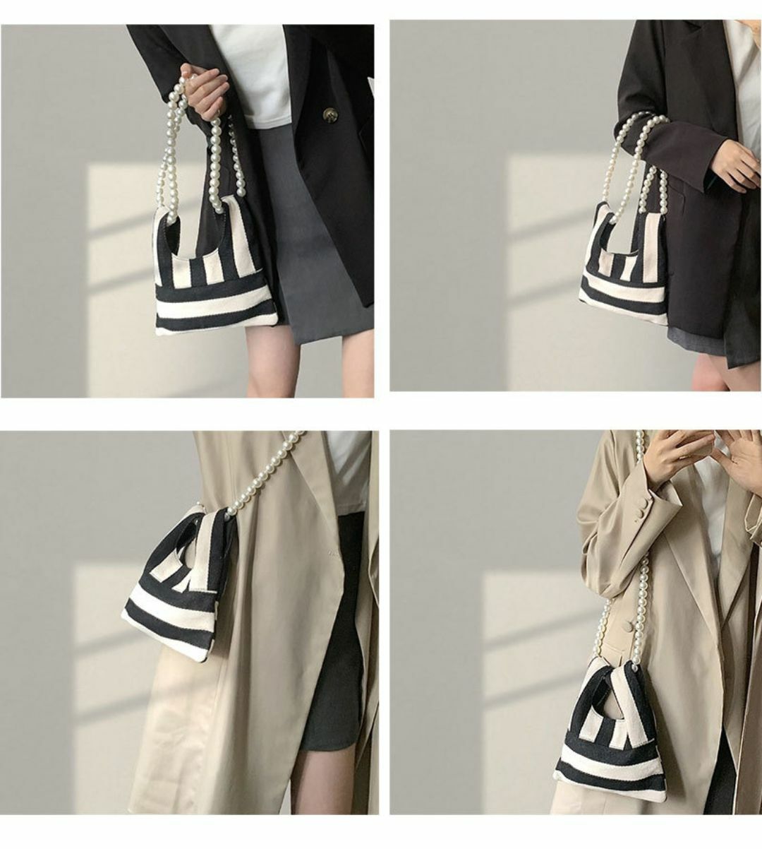 🔶韓風小眾珍珠鏈帆布兩用包