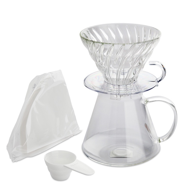 日本HARIO 600ml V60玻璃咖啡濾隔連壺-Simply  -S-VGBK-02T