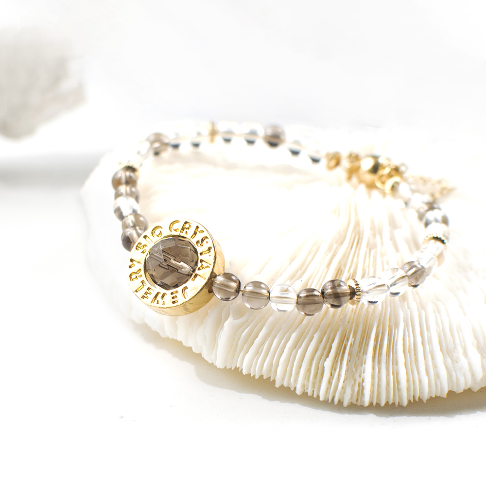 磁吸手鍊【可可拿鐵】白水晶茶水晶手鍊