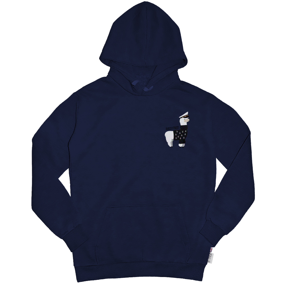 Navy Alpaca 船長羊駝 高磅數長袖帽T