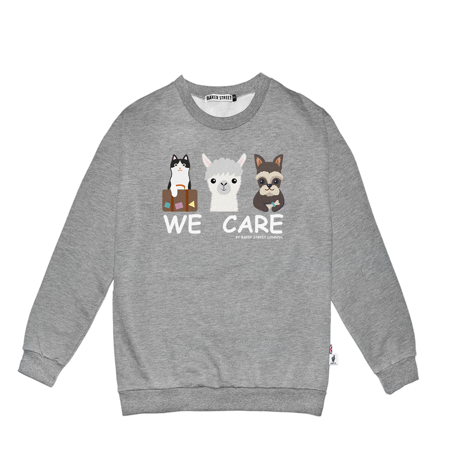 WE CARE 駝駝守護貓狗 高磅數長袖圓T