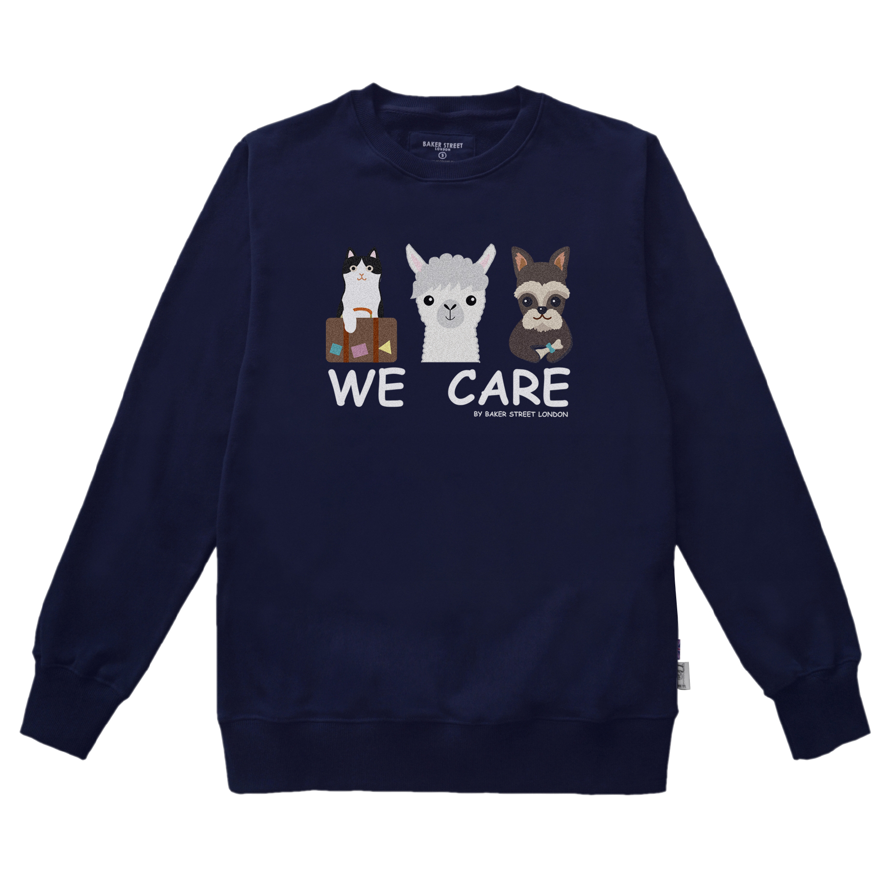 WE CARE 駝駝守護貓狗 高磅數長袖圓T