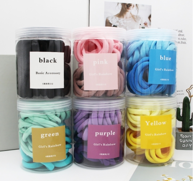 【現貨】罐裝高彈力馬卡龍髮圈