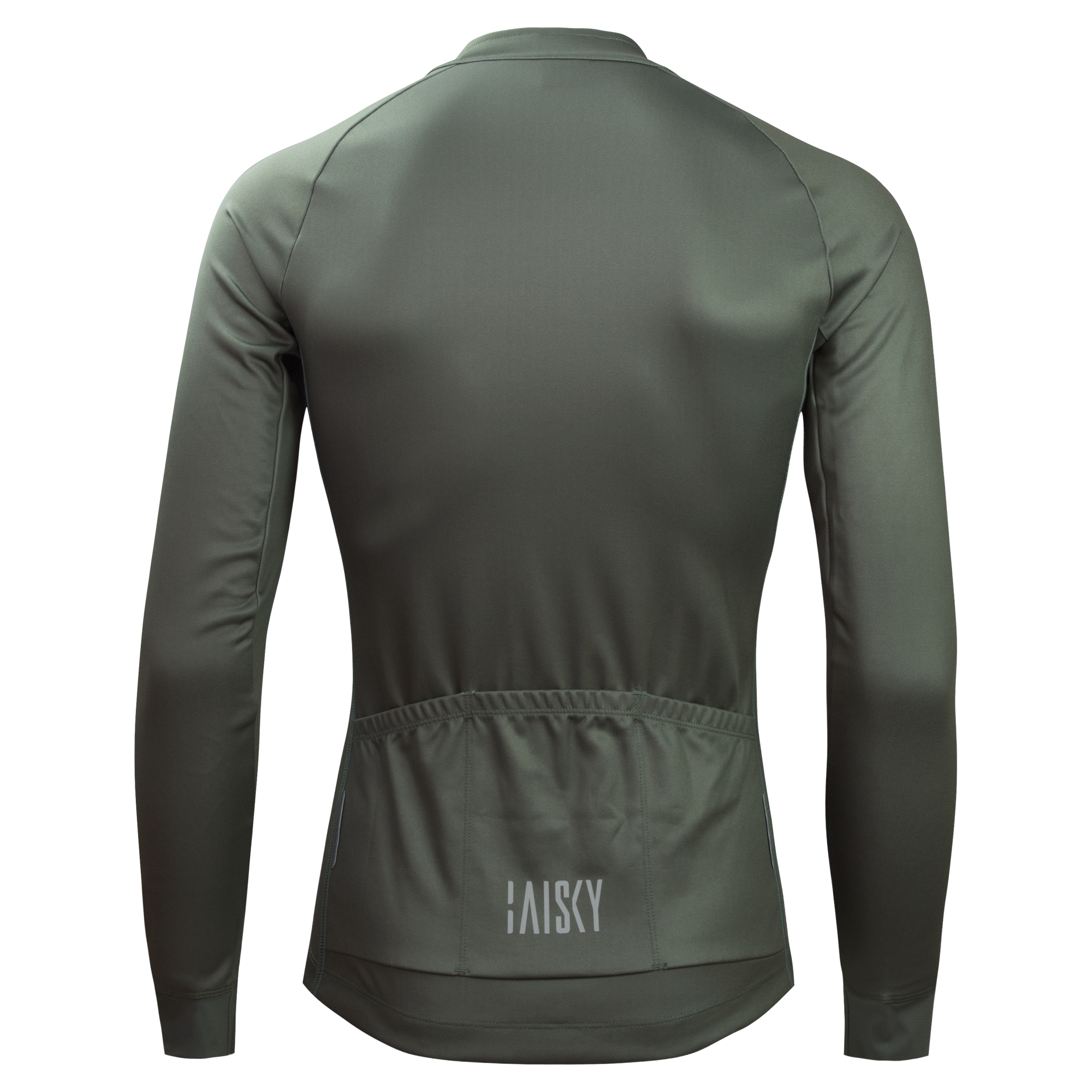 男款雙拉鍊抓絨長車衣 潔淨 軍綠