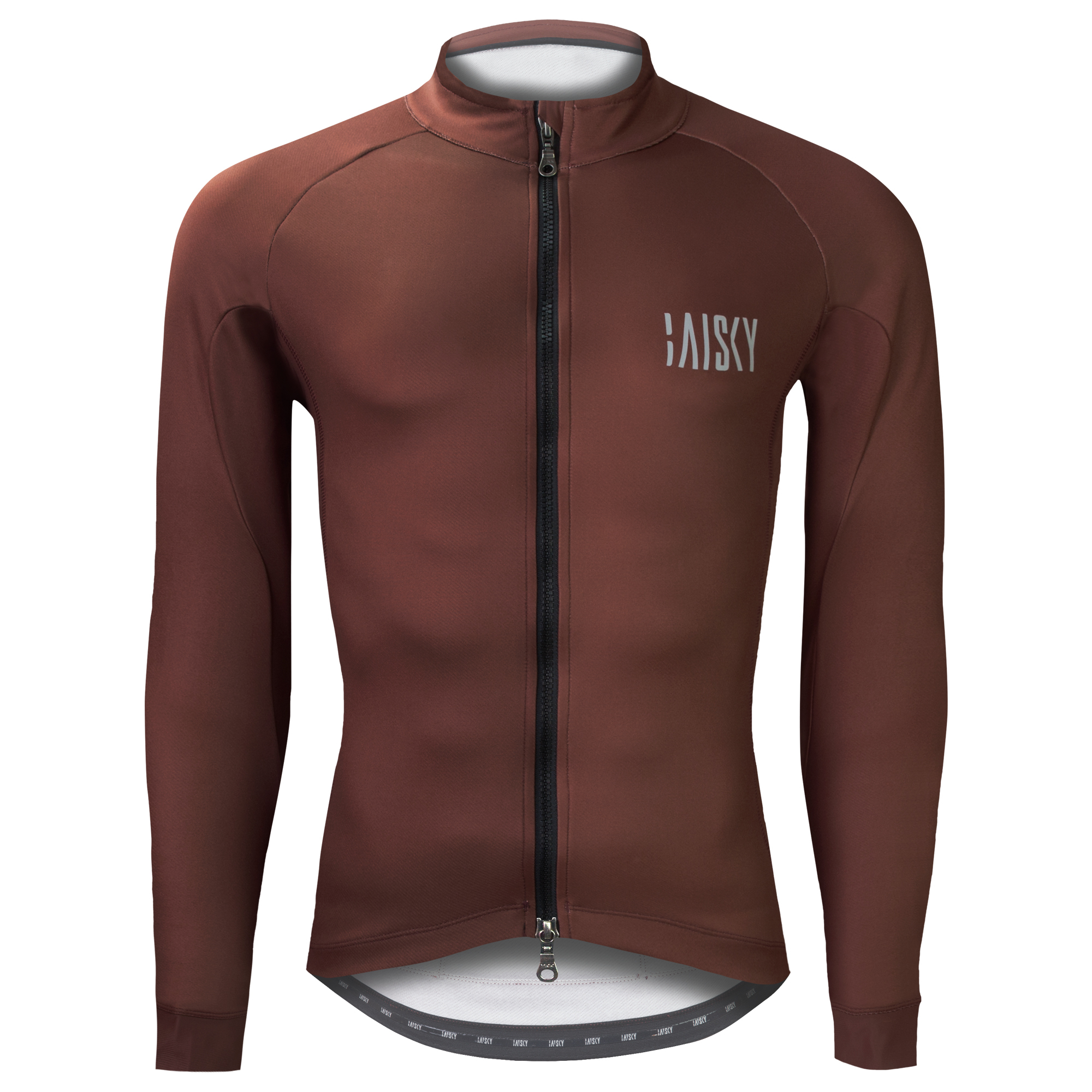 男款雙拉鍊抓絨長車衣 潔淨 褐