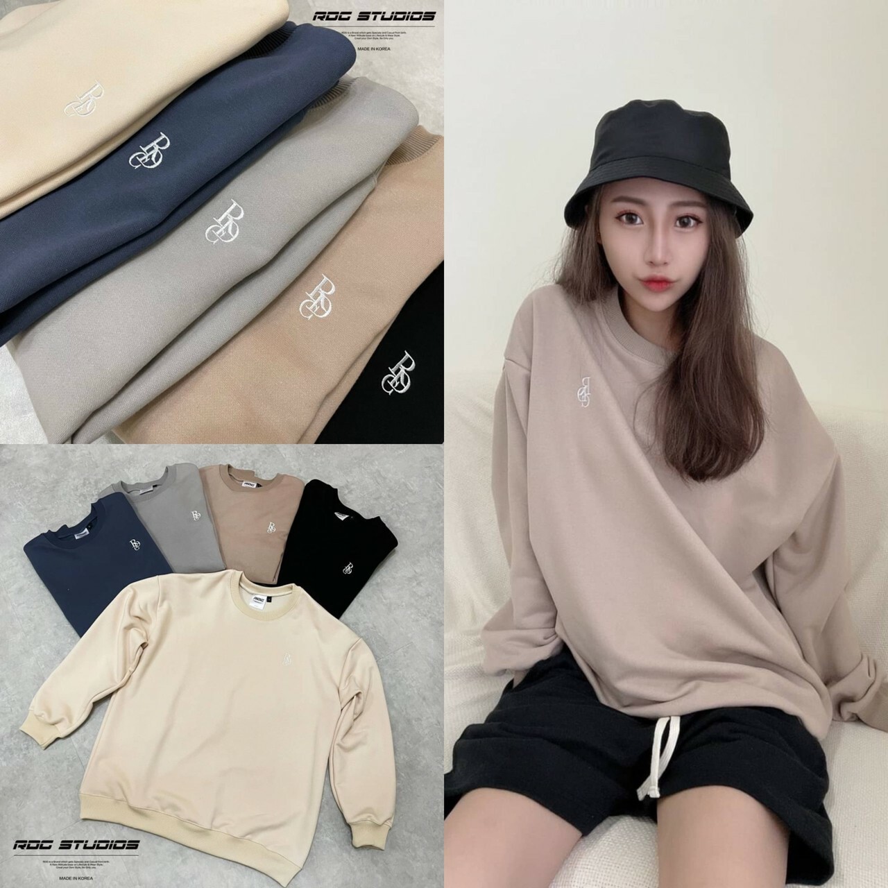 韓國製 RDC STUDIOS 新款 高質感 胸口刺繡小LOGO 衛衣 大學T