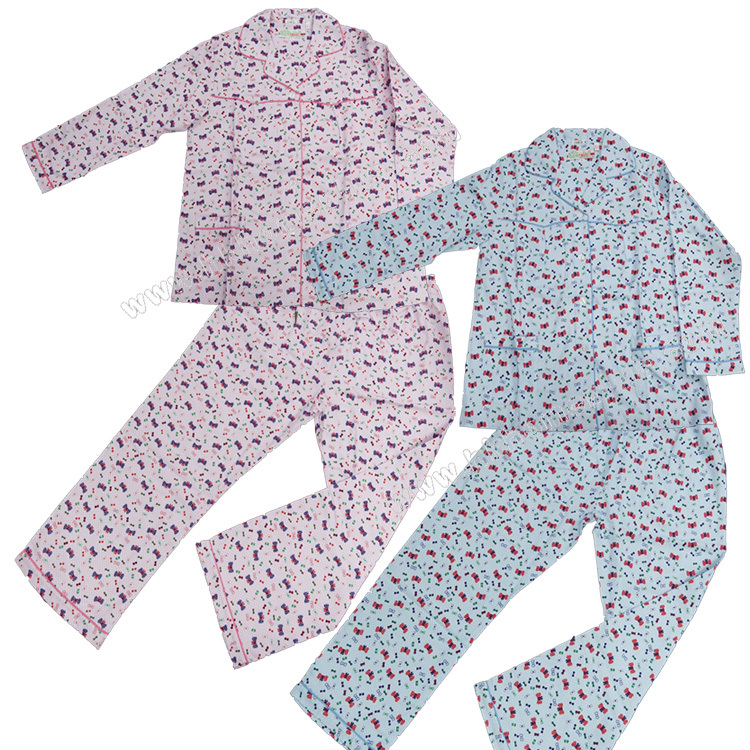 孔雀牌: 女裝毛布長袖長褲睡衣套裝 (S-3XL碼)