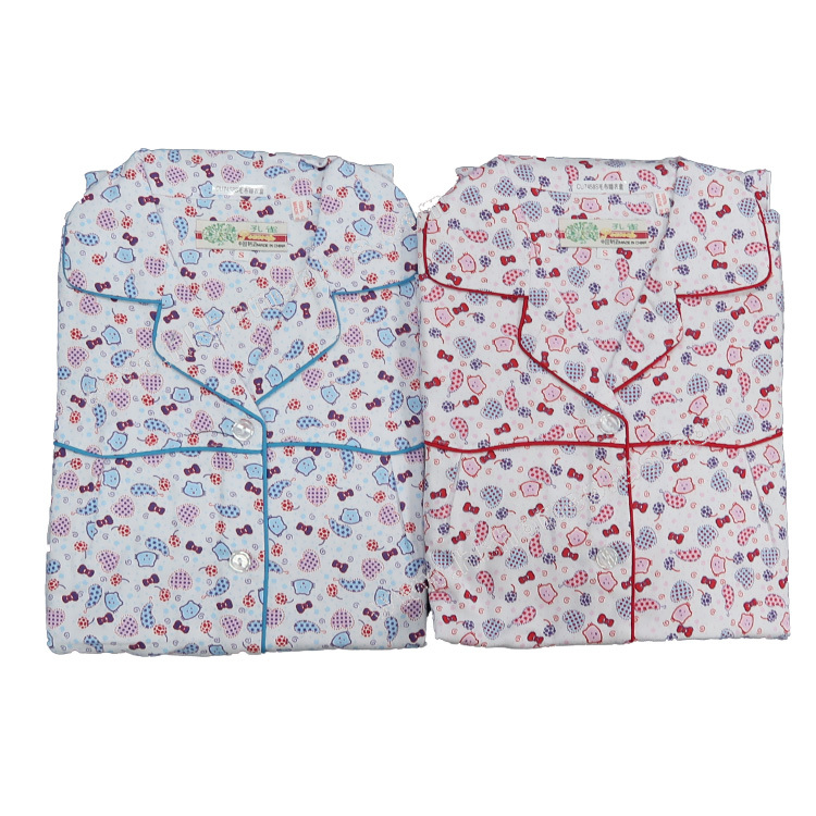 孔雀牌: 女裝毛布長袖長褲睡衣套裝 (S-3XL碼)