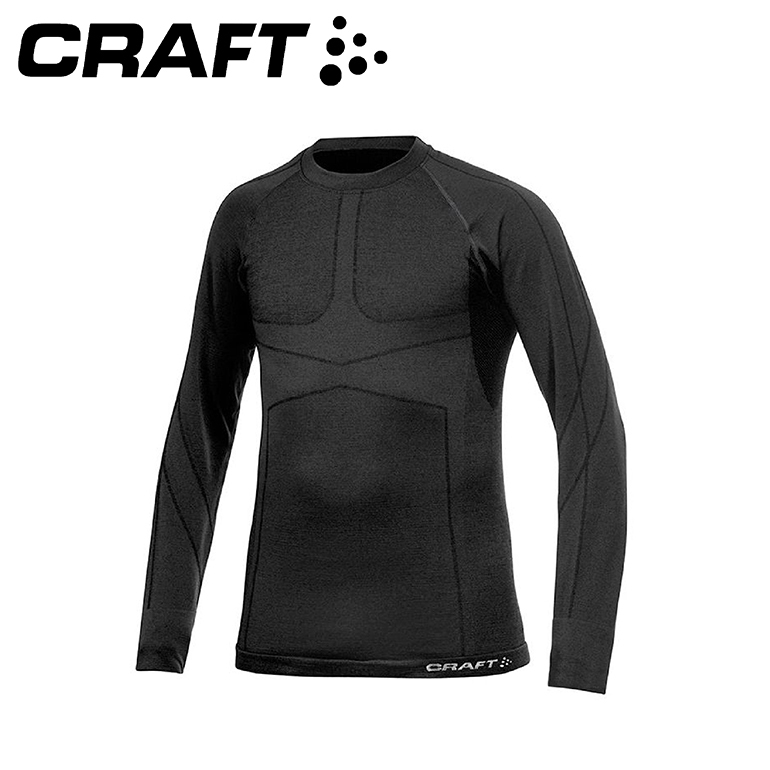 CRAFT 瑞典 1901648 長袖圓領羊毛衣 男款 (黑) 透氣排汗/立體剪裁/保暖舒適/登山健行/運動 12R01648