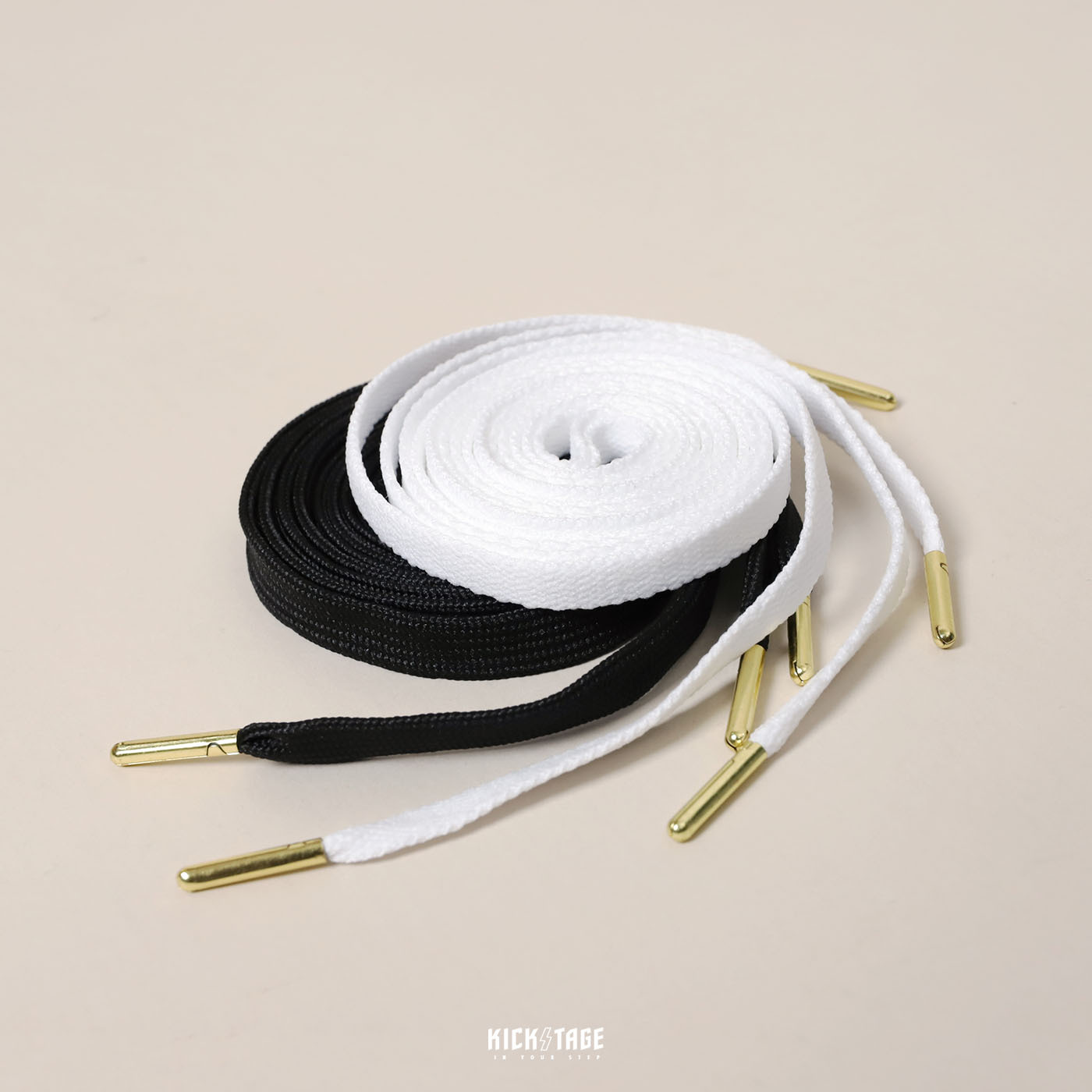 #KEEP GOLD SHOELACE 黑色 白色 金頭 金屬頭鞋帶 扁平鞋帶 120CM AF1【KS95】